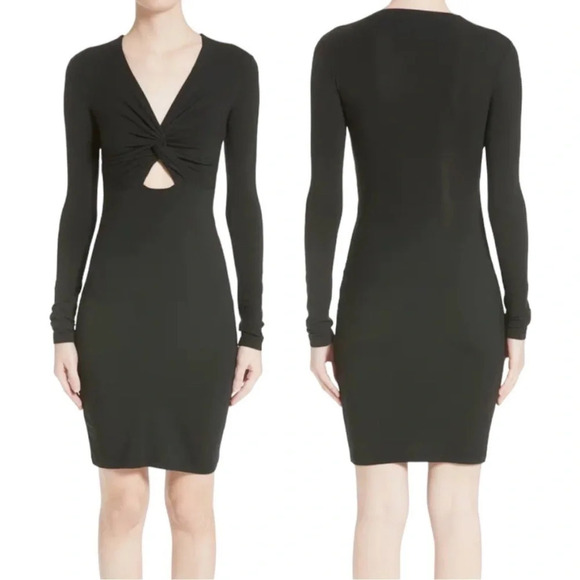 NWT T by Alexander Wang Twist Front Body-Con Dress in Black size L - Picture 1 of 9